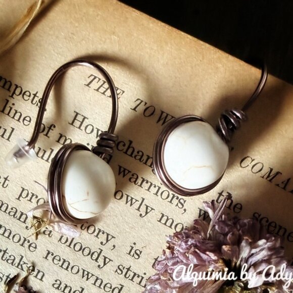 Gold Hoop Gemstone Earrings • Tiger’s Eye & Amethyst - Picture 11 of 11